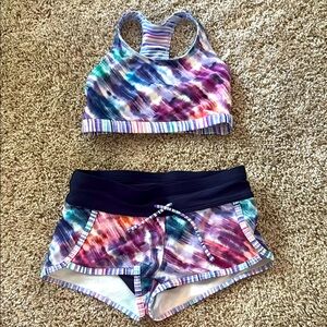 Athleta Girl XS 6 Swimsuit Cannonball Short & Reversible Bikini Top 🌊 High Tide